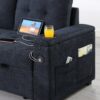 Ashlyn II - Woven Fabric Reversible Sleeper Sectional Sofa With Storage Chaise, Storage Arm, Cup Holder, Charging Ports, Side Pockets, and Pocket Coil Seating - Dark Gray - Image 4