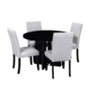 5 Piece Round Dining Table Set, Modern Dining Table And 4 Upholstered Chairs For Dining Room, Kitchen Room, Living Room - Beige / Black - Image 11
