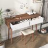 Rustic Entryway Console Table With Carved Panel Drawers And Wood Legs - Natural - Image 14