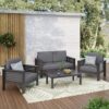 Acacia Wood Loveseat And Coffee Table Set With Cushions - Gray - Image 4