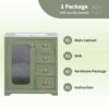 Bathroom Vanity With A Soft Close Glass Door, Adjustable Shelves, And Three Drawers - Green - Image 11