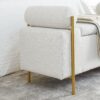 Elegant Upholstered Linen Storage Bench With Cylindrical Arms And Iron Legs - White - Image 10
