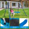 Kids Metal Swing Set For Backyard Outdoor Playground Two Functional Swing Set For Kids Outdoor Equipment - Antique Blue - Image 2