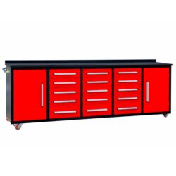 Storage Cabinet With Work Bench (15 Drawers & 2 Cabinets) - Red