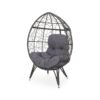 Cosmos - Round Hammered Iron Teardrop Chair - Gray - Image 6