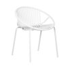 Modern Outdoor 7 Piece Dining Set With Stackable Chairs - Teak / Black / White - Image 12