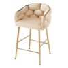Modern Counter Stools (Set of 2) Counter Stools With Iron Frame, Soft Back And Cushion, Footrest, Suitable For Kitchen - Beige - Image 6