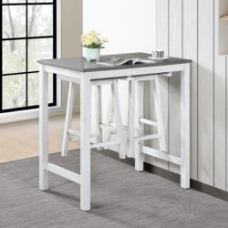 3 Pieces Counter Set Hanging Stool Easy To Clean For Small Space - Antique White / Sandstone