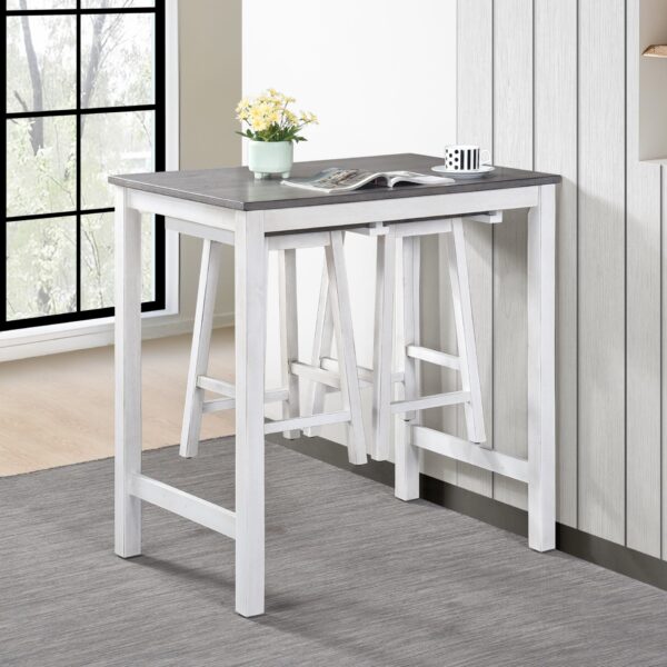 3 Pieces Counter Set Hanging Stool Easy To Clean For Small Space - Antique White / Sandstone