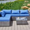 Luxurious Comfort Patio Sofa With Cushions - Blue / Gray - Image 8
