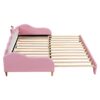 Twin Extending Daybed With LED Lights, Modern Upholstered Princess Daybed With Crown Headboard - Pink - Image 11