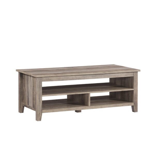 Coastal Grooved Panel Coffee Table With Lower Shelf - Gray Wash