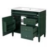 Bathroom Vanity With Top Sink, Modern Bathroom Storage Cabinet, 2 Drawers And A Tip-Out Drawer, Single Sink Bathroom Vanity - Green - Image 11