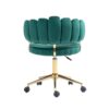 Velvet Home Office Desk Chair, Modern Cute Computer Chair, Wheels Swivel Height Adjustable Task Chair - Emerald - Image 15