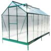 6.3'x12.2'x7' Polycarbonate Greenhouse, Heavy Duty Outdoor Aluminum Walk-In Green House Kit With Rain Gutter, Vent And Door For Backyard Garden - Green - Image 14