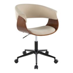 Vintage Mod - Mid-Century Modern Office Chair - Black / Walnut / Cream