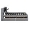 Queen Size Upholstered Platform Bed With Reading Lights, Drawers, Trundle And Shelves - Gray - Image 19