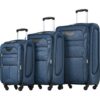Softside Luggage Expandable 3 Piece Set Suitcase Upright Spinner Softshell Lightweight Luggage Travel Set - Dark Blue - Image 15