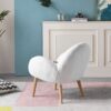 Imitation Lamb Fabric Sofa Chair - White - Image 5