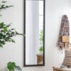 Full Length Mirror With Metal Beaded Frame, Rectangular Oversized Mirror For Living Room Bedroom - Black - Image 3