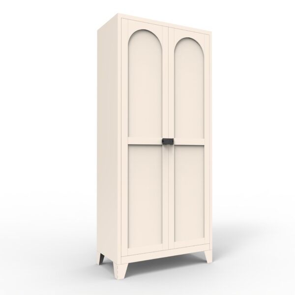 2 Shapely Doors Cabinet With Lock, Metal Storage Cabinet With Doors And Adjustable Shelves, For Bedroom, Living Room, Kitchen - Beige