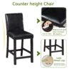 5 Pieces Counter Height Table Set, Wooden Kitchen Table Set With Square Table And 4 Upholstered Chairs, Counter Height Dining Table With Crystal Decoration And Chair Set For Kitchen, Dining Room - Black - Image 5