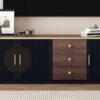 Modern Minimalist TV Stand For TVs Up To 80", Entertainment Center With 3 Drawers And 1 Shelf, Metal Handles And 2 Cabinets For Living Room - Black - Image 10