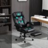 Reclining Office Chair With Massage, Ergonomic Computer Chair With Foot Rest - Black - Image 2