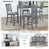 5 Pieces Dining Table Set, Wooden Dining Square Table Set For 4, Counter Height Kitchen Table Set With Square Table And 4 Upholstered Chairs For Small Space - Gray - Image 5