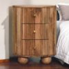 Soba - Ball 3 Drawer Bedside Table - Light Brown - Image 10