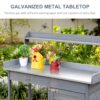 Outsunny - Outdoor Potting Bench Table, Garden Work Station With Storage Cabinet, Open Shelf And Steel Tabletop - Gray - Image 4