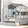 Full Size House Bed With 2 Drawers, Kids Bed With Storage Shelf - Gray - Image 18