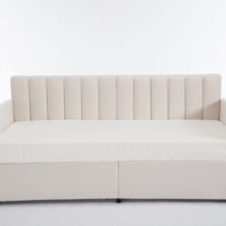 Flora - Twin Upholstered Daybed With 2 Drawers Ribbed Tufted Backrest in Lavish Modern Design - Ivory
