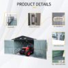 Outdoor Storage Shed Metal Garage Shed For Car, Bike, Lawnmower Backyard Tool House Building 2 Doors And 4 Vents - Black - Image 4