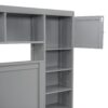 Queen Size Bed With All In One Cabinet, Shelf And Sockets, Twin Long Trundle - Gray - Image 7