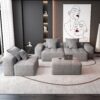 Modern Oversized Modular Sectional Sofa, Sparkling Fabric Soft Cushion Sofa With 6 Pillows, 6 Pieces Diy Combination Tufted Sofa, No Assembly Required - Gray - Image 13