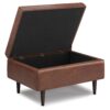 Shay - Mid Century Small Coffee Table Storage Ottoman - Distressed Saddle Brown - Image 3