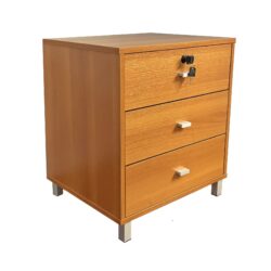 3 Drawer Nightstand Locking Top Drawer Metal Drawer Glides Metal Bar Handles - Light Cherry
