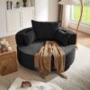 360 Degree Swivel Accent Barrel Chair With Removable Pillows - Black - Image 10