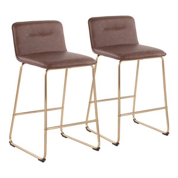 Casper - Fixed Height Contemporary Counter Stool (Set of 2) - Gold / Espresso