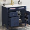 Bathroom Vanity With Top Sink, Modern Bathroom Storage Cabinet, 2 Drawers And A Tip-Out Drawer, Single Sink Bathroom Vanity - Blue - Image 17
