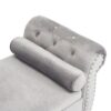 Velvet Multifunctional Storage Rectangular Ottoman Bench With Pillow - Gray - Image 7