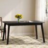 Mid Century Dining Table With Rubberwood Legs And Faux Wood Tabletop - Black - Image 2