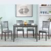 5 Pieces Modern Dining Set, Rectangular Wooden Dining Table With 4 Upholstered Chairs For Kitchen, Dining Room - Gray - Image 4