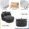 360° Swivel Accent Barrel Chair With Storage Ottoman & 4 Pillows, Modern Chenille Leisure Chair Round Accent For Living Room - Gray - Image 5