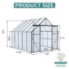 Double Door Polycarbonate Greenhouse Raised Base And Anchor Aluminum Heavy Duty Walk In Greenhouses For Outdoor, Backyard In All Season - Black - Image 3