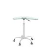 Adjustable Height Transparent Tempered Glass Table Desk Table With Lockable Wheels - Transparent / White - Image 13