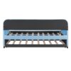 Upholstered Daybed Sofa Bed Twin Size With Trundle Bed And Slat - Light Blue - Image 5