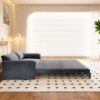 Queen Pull Out Sofa Bed, 3 In 1 Convertible Sleeper Sofa With Side Storage Multifunctional Velvet Loveseat Bed For Living Room - Gray - Image 8