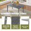 6 Pieces Dining Room Table Set, Rustic Farmhouse Dining Room Rectangular Table With 4 Upholstered Chairs And Bench, Solid Wood Kitchen Dining Table Set For 6 Persons - Gray - Image 6